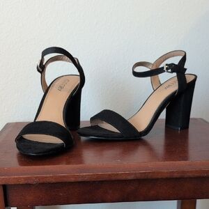 Abound Black Block Heel Sandals with Ankle Strap